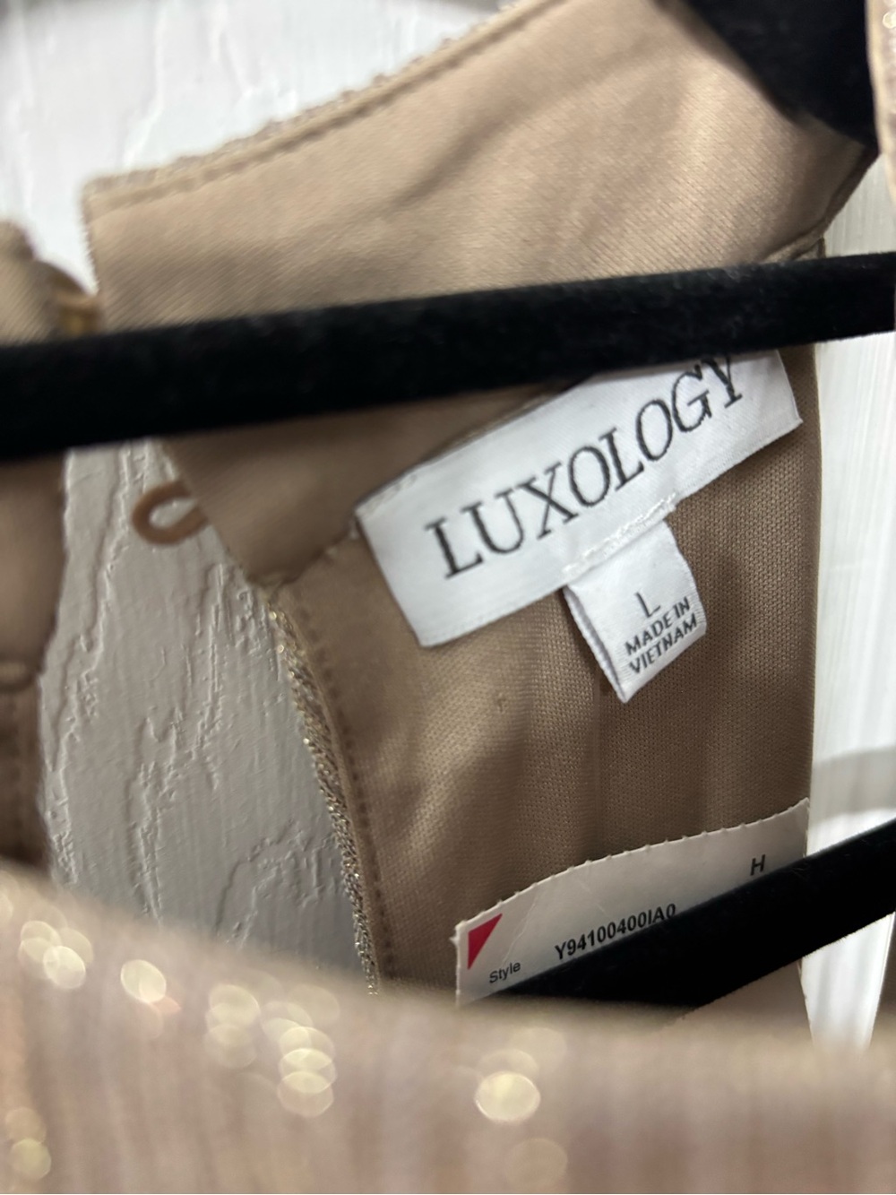 Luxology Beige Shimmer Wide-Leg Jumpsuit